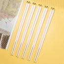 Axyaa White Metal Alloy Chopsticks Set - 5 Pairs Reusable Japanese Chinese Korean Tableware