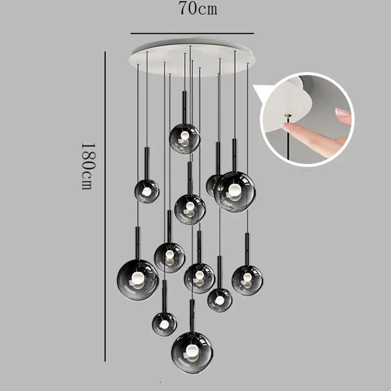 Axyaa Nordic Spherical Pendant Chandelier for Indoor Lighting in Dining Room