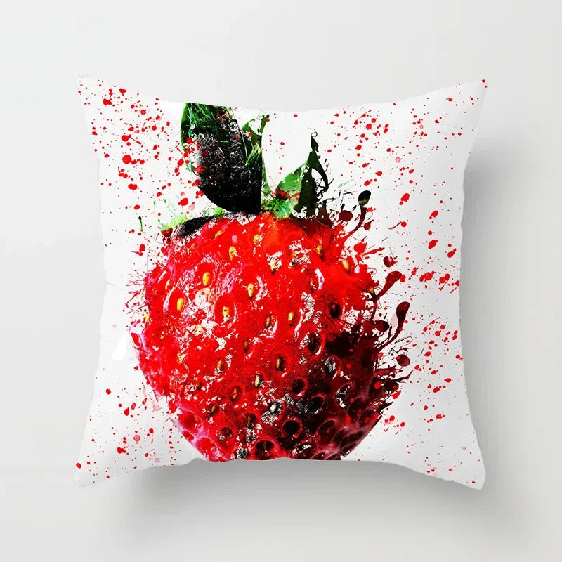 Axyaa Strawberry Plant Flower Cushion Cover for Room Decoration