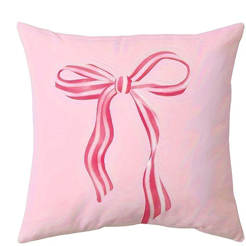 Axyaa Pink Bow Cherry Pillowcase: Soft, Sofa Cushion Cover for Stylish Comfort