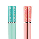 Axyaa Pink Flower Chopsticks Set - Non-slip PET Plastics Chinese Tableware
