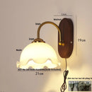 Axyaa Walnut Wood LED Wall Light Sconce Fixture with Pull Chain Switch