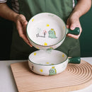 Axyaa Ceramic Noodle Bowl with Handle, Personal Tableware, Soup Plate