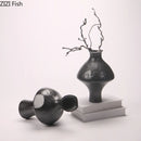 Axyaa Ceramic Vase with Artificial Flowers for Room Aesthetic Decor