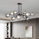 Axyaa Smoke Gray Glass Ball Chandelier Pendant Light for Modern Living Room