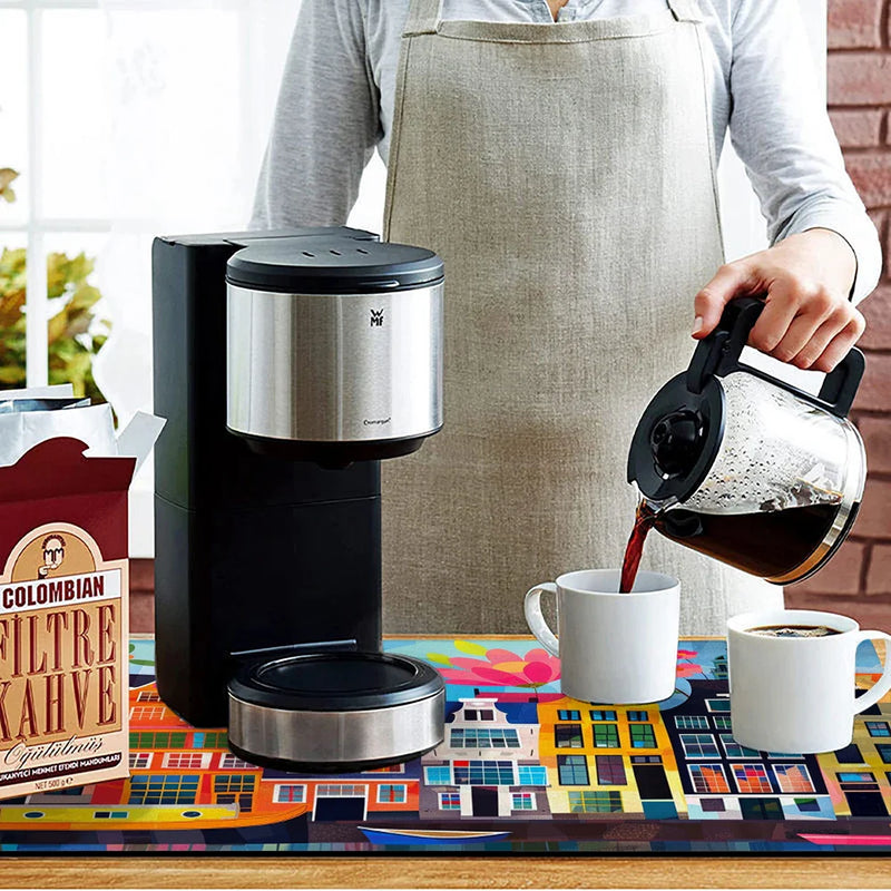 Axyaa Absorbent Kitchen Mat: Amsterdam Boats Design for Quick Drying, Antiskid & Draining