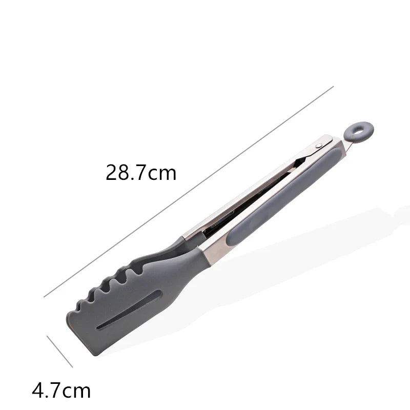 Axyaa Silicone Non-Stick Food Clips: Hollow Drain Oil BBQ Tongs for Home Kitchen Buffet.