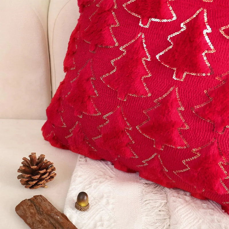 Axyaa Christmas Tree Plush Pillow Cover 45cm Home Decor