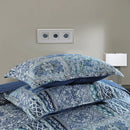 Axyaa Floragrid Blue Quilt Bedding Set: Lightweight & Reversible Comforter for All Season