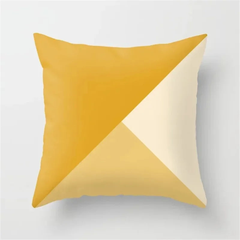 Yellow Geometric Polyester Cushion Cover by Axyaa - Modern Black Letter Pillow Cover