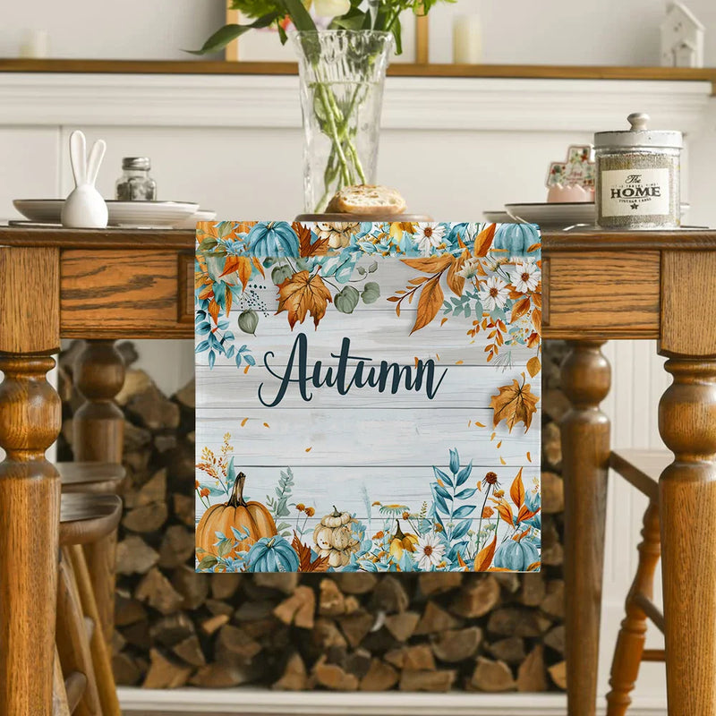 Axyaa Watercolor Maple Leaf Flower Table Runner for Farmhouse Dining and Wedding Parties