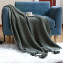 Axyaa Dark Green Imitation Cashmere Shawl Blanket for Sofa Decor & Bedspread