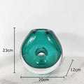 Axyaa Circular Glass Vase for Desk Decoration and Flower Arrangement