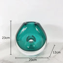 Axyaa Circular Glass Vase for Desk Decoration and Flower Arrangement