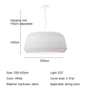 Axyaa Pleated Fabric E27 LED Pendant Lights: Minimalist Nordic Chandelier for Indoor Living Room Lighting