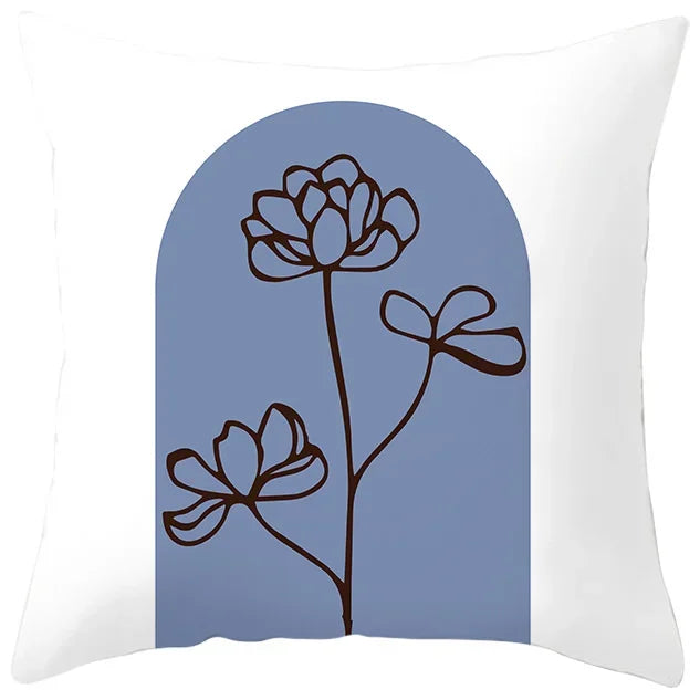 Axyaa Abstract Geometric Pillowcase in Nordic Blue Purple - Peach Skin Fabric