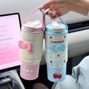 Axyaa Strawberry Thermos: Stainless Steel Vacuum Tumbler with Straw