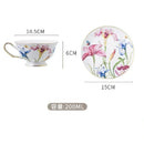 Axyaa Elegant Bone Porcelain Tea Cup Set with Golden Trim, Floral Pattern Dining Decor