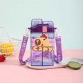 Axyaa Cute Cartoon Kids Water Bottle with Straw Lid Boys Girls Gift