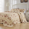 Axyaa Antique Rose Cotton Bedspread Set, Queen, Ecru, 3-Piece