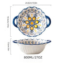 Axyaa Ceramic Soup Bowl with Handle - Large Capacity, Oven-Safe