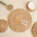Axyaa Natural Straw Weave Rattan Round Placemats for Home Dining Table Decor