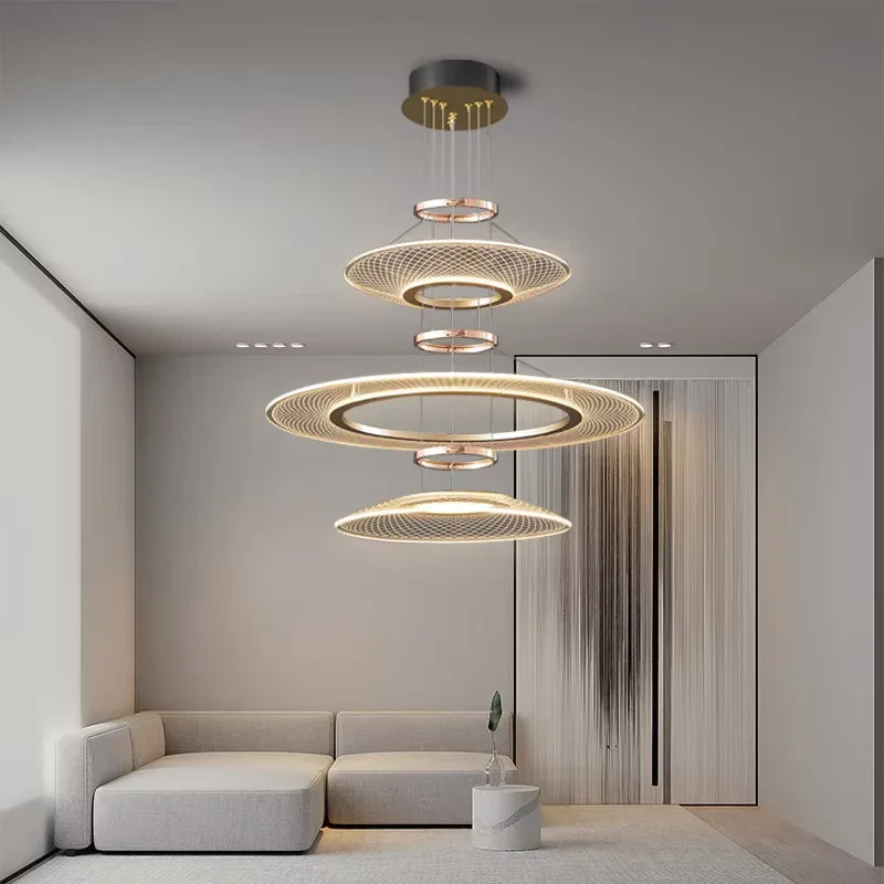 Axyaa Aluminum LED Pendant Lamp: Modern, Simple Design for Living & Dining Rooms
