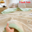 Axyaa Lightweight Waffle Wide Hem Soybean Summer Quilt - Breathable Solid Color
