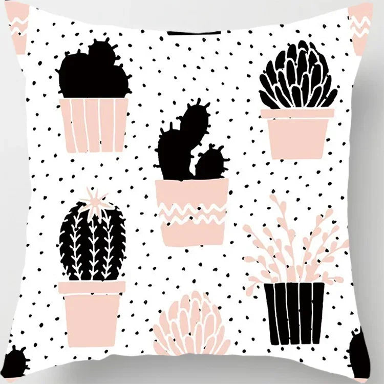 Axyaa Tropical Cactus Potted Pillowcase for Home and Office Decor