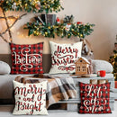 Axyaa Christmas Pillow Covers Set of 4 Buffalo Plaid Black Red 18x18 Inch