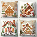 Axyaa Christmas Gingerbread Hut Pillowcase - Festive Sofa Cushion for Holiday Home Decor