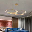 Axyaa Modern Gold Brushed Round Rings LED Ceiling Chandelier for Living Room