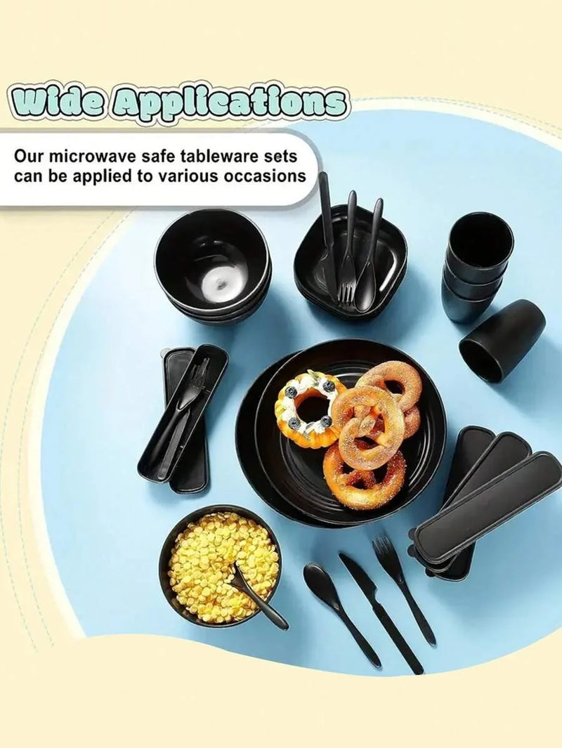 Axyaa Reusable Plastic Cutlery Set for Four People | School & Christmas Gift