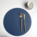 Axyaa Round PU Leather Placemats & Coaster Set for Kitchen and Coffee Shop