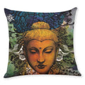 Axyaa Buddha Statue Print Linen Cushion Cover 45X45CM
