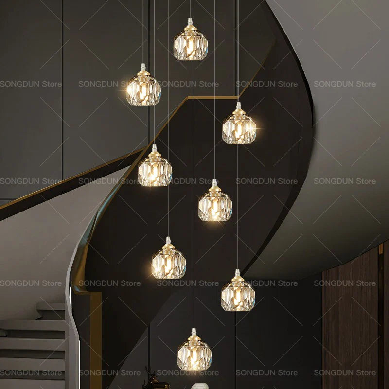 Axyaa Crystal Spiral Chandelier for Modern Luxury Living