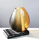 Axyaa Handcrafted Glass Vase with Ice Crack Texture - Light Luxury Living Room Decor