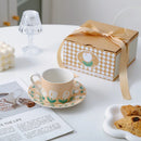 Axyaa Hand-painted Tulip Ceramic Coffee Mug Set for Drinks & Breakfast