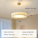 Axyaa Creamy Fabric LED Chandelier, Minimalist Bedroom Dining Room Pendant Light