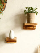 Axyaa Rustic Wooden Wall Shelf Square Floating Shelves Ledge Boho Home Decor.