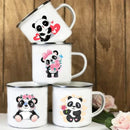 Axyaa Flower Panda Enamel Water Cup with Handle - Kid's Creative Drink Mug
