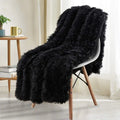 Axyaa Cozy Faux Fur Reversible Throw Blanket: Soft Plush Fluffy Blanket for Couch