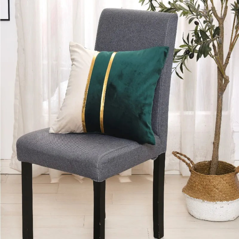 Axyaa Velvet Gold Splice Cushion Cover 45x45cm - Nordic Light Luxury Home Decor Patchwork Pillowcase