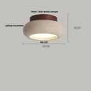 Axyaa Natural Yellow Travertine Wood Canopy LED Ceiling Light Fixture - Nordic Modern Ellipse
