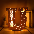 Axyaa Personalized LED Name Wall Decor Night Light with Stars for Family, Couples, Kids - Wooden Lamp