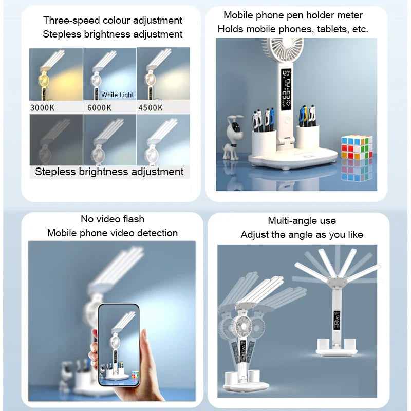 Axya LED Study Desk Lamp with Fan and Clock Display