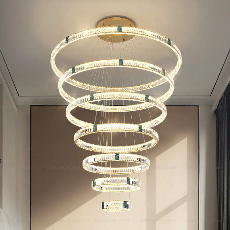 Axyaa Crystal Chandelier: Post-Modern Villa Livingroom Light for Elegant Ambiance