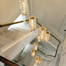 Axyaa Crystal Stair Chandelier Ceiling Light: Modern LED Hanging Chandeliers for Indoor Living Room