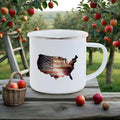 Axyaa Independence Enamel Mug: American Flag Coffee Cup for Freedom Lovers.