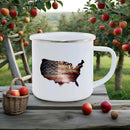 Axyaa Independence Enamel Mug: American Flag Coffee Cup for Freedom Lovers.